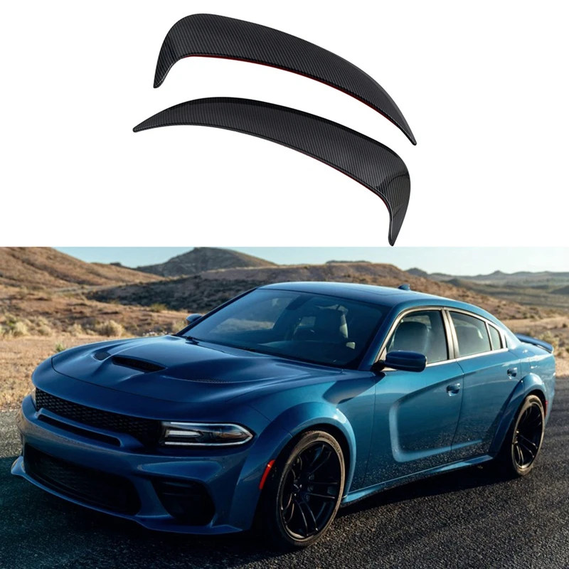 Online Mobil Styling 2PCS ABS Serat Karbon Asupan Udara Grille Potong Side Door Angin Pisau Untuk Dodge Charger 2015-2020 Aksesoris