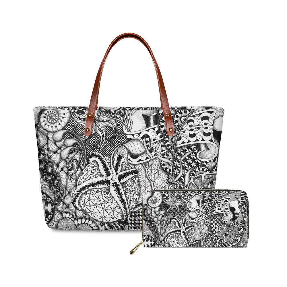 

Polynesian tribal style Printing custom Handbags Women Large Capacity Shoulder Tote Bag Ladies Top-Handle Bags PU wallet