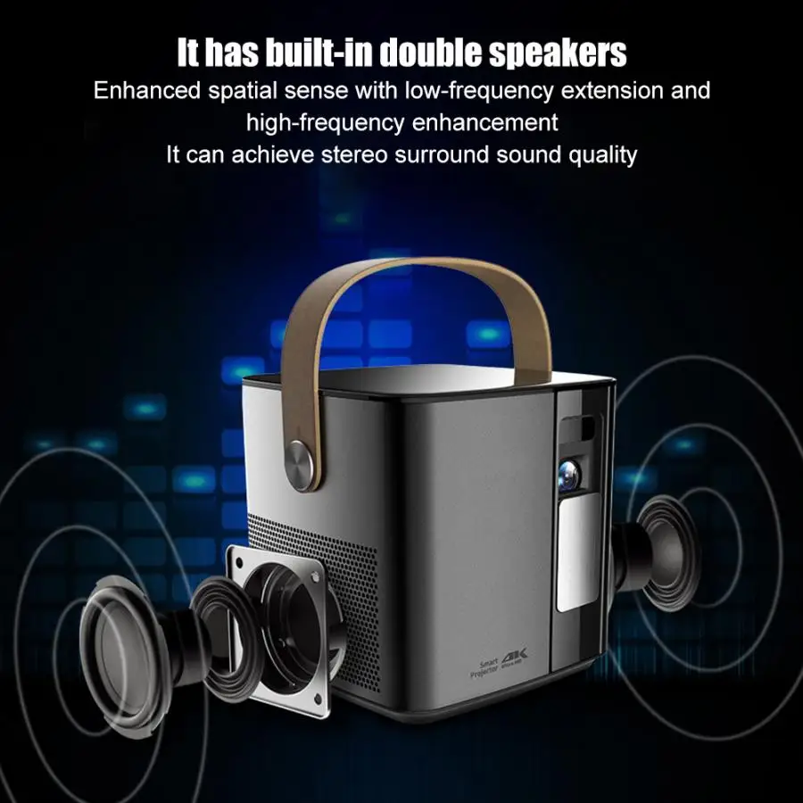Умный проектор 2 ГБ + 16 1280*720 Bluetooth HD 4K декодирование домашнего кинотеатра для
