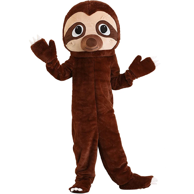 Furry Sloth Mascot Costume Cozy Sloth Fursuit Costume for Kids Child Sloth Halloween Mascot Costume