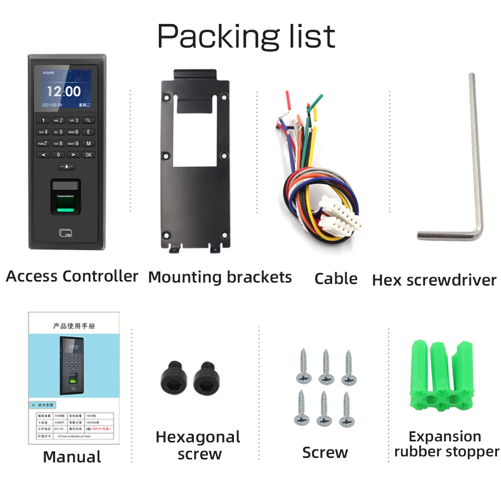 TCP/IP Fingerprint RFID 125KHZ Time Attendance smart door access control system kit Standalone Keypad 1000 Users 13.56MHZ card |