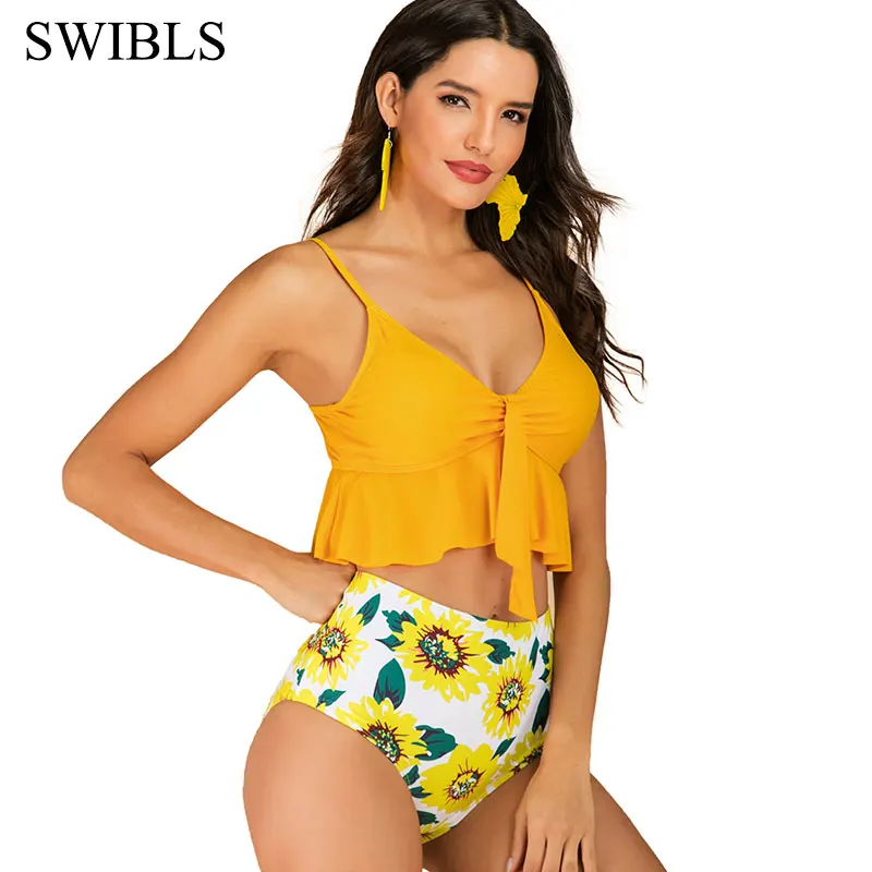 2019 Женская обувь Большие размеры купальники Высокая Талия S XL бикини большой Для