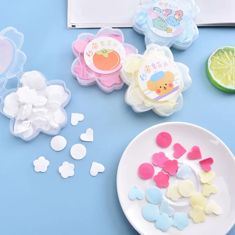 

100Pcs Multi-shape Mini Cleaning Soaps Portable Hand Wash Soap Papers Travel Small Soap Washing Hand Soap