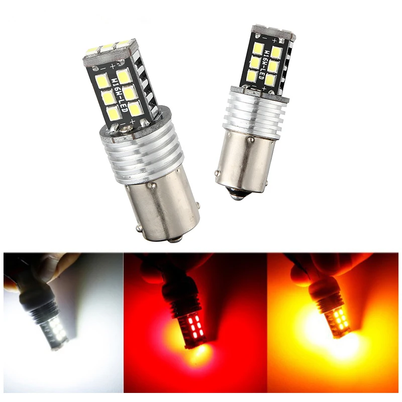 

2Pcs Car Bulbs High Power Super Bright 1156 P21W BA15S 2835 15SMD LED Backup Reverse Tail Brake Lights Parking LED Bulbs DC 12V