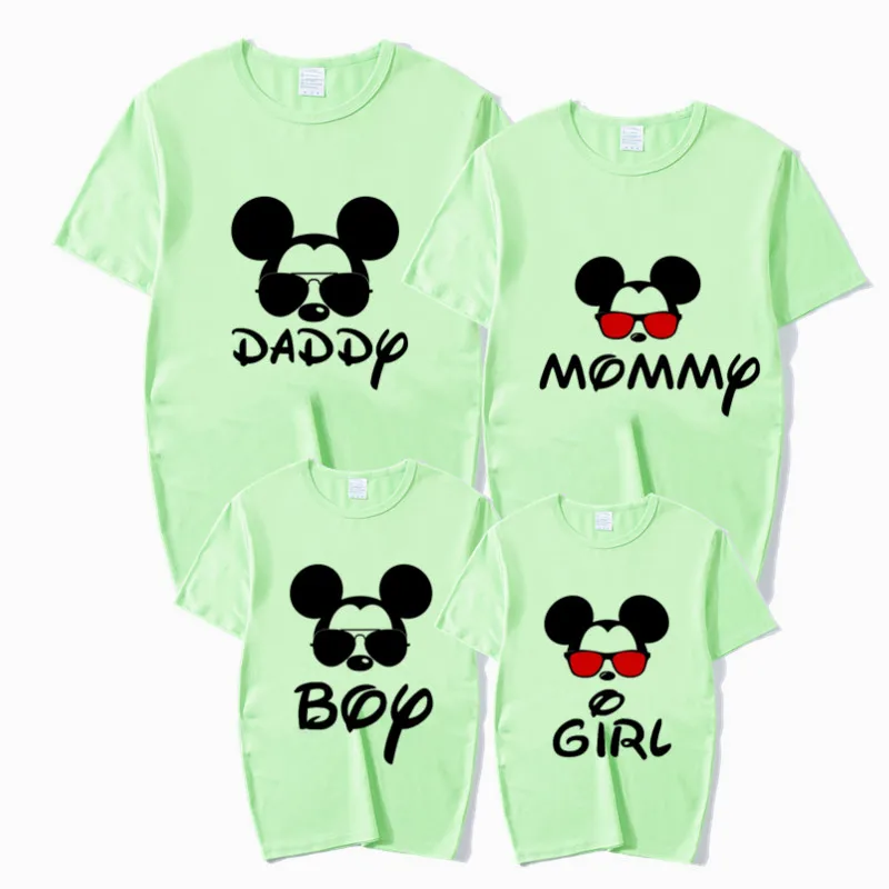 Семейные футболки с зеркальной мышкой одинаковые комплекты принтом мыши