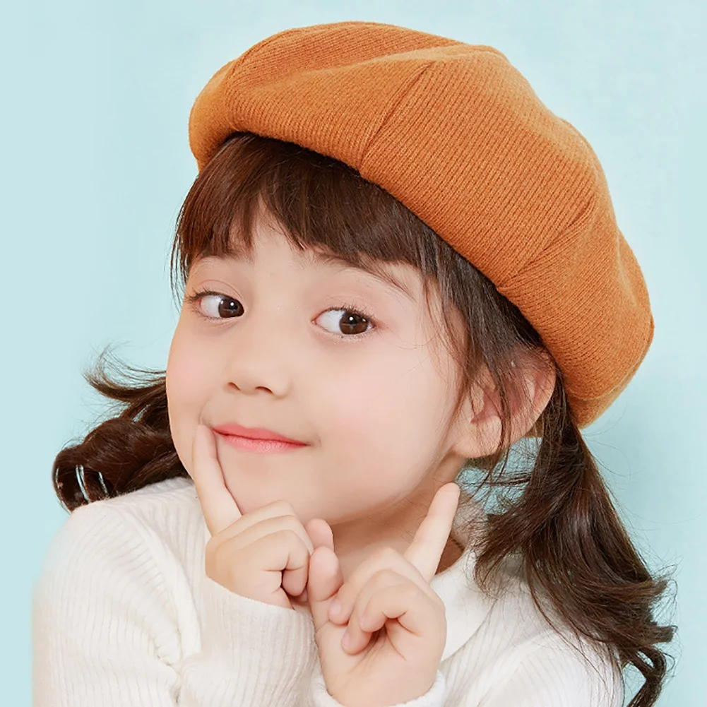 

Детский вязаный берет, осенне-зимние теплые шапки, уличные повседневные милые шапки для мальчиков и девочек для бега