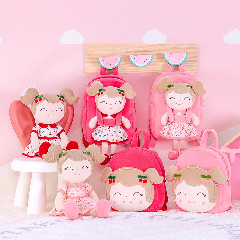 

Gloveleya Plush Backpacks Baby Girl Soft Plush Bags Cherry Girl Cloth Backpack Gifts for Baby GIrls Backpack KIts