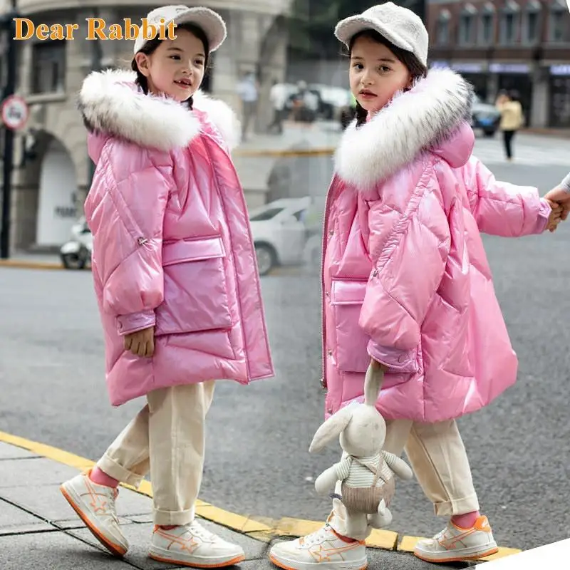 

-30 Russian New Winter children's long coat parka waterproof down jacket for Girls clothing thick warm clothes snowsuit overalls