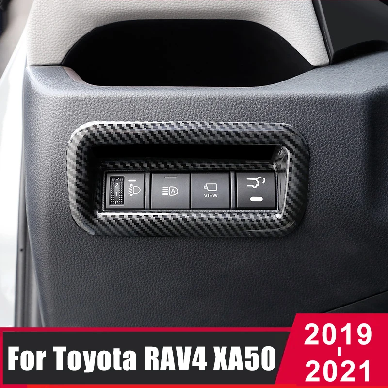 

ABS Plastic Car Headlight Switch Adjustment Button Cover Trim Sticker For Toyota RAV4 2019 2020 2021 RAV 4 XA50 Accessories