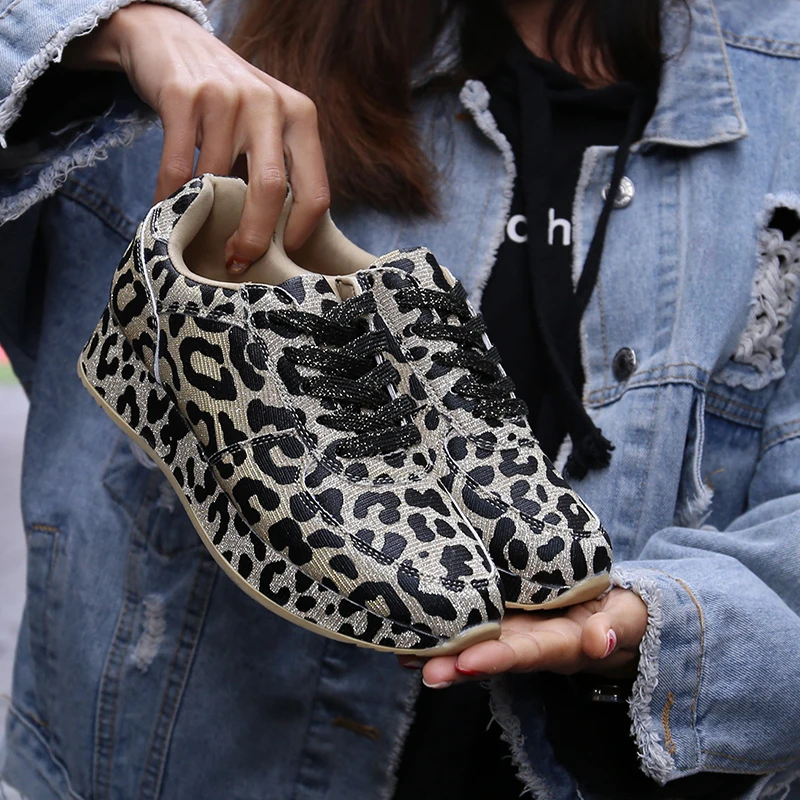 Туфли женские на платформе Вулканизированная подошва Леопардовый принт