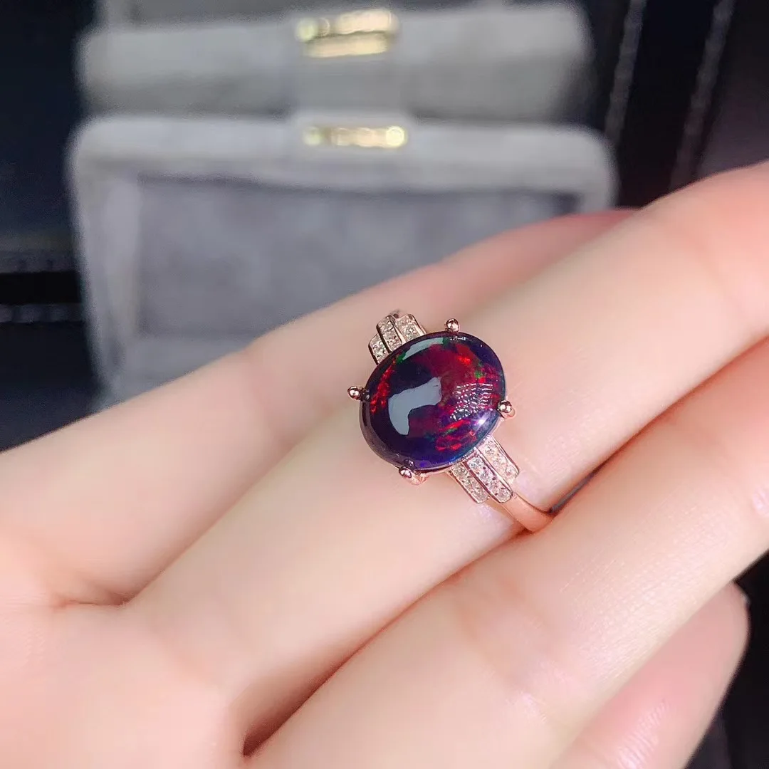 

The Best Gift for Your Wife 100% Natural and Real Black Opal Ring 925 sterling silver Opal Ring