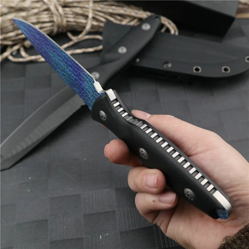 Охотничий нож прямой резак из стали D2 с фиксированными лезвиями универсальный