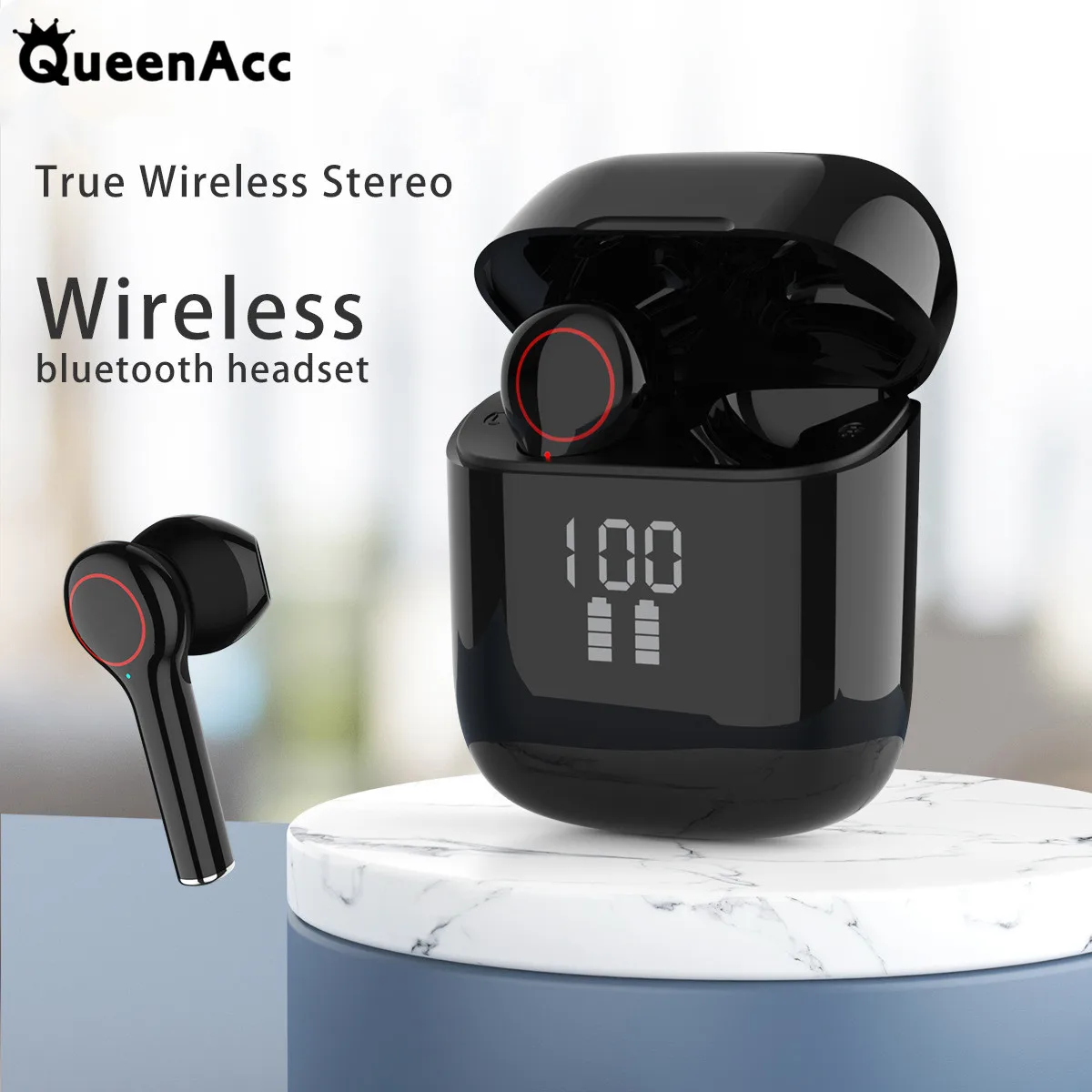 

Беспроводная Bluetooth-гарнитура QueenAcc TWS с шумоподавлением и сенсорным управлением