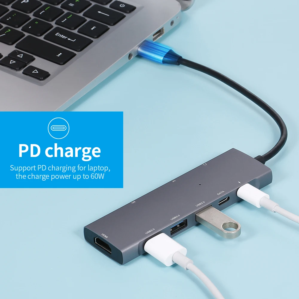 Многофункциональный концентратор 9-в-1 с разъемом типа C на 4K HD PD для
