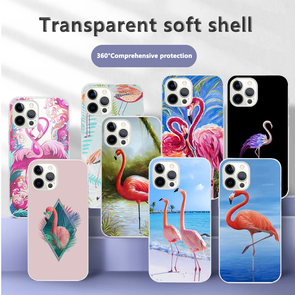 

Luxury Brand Vintage Flamingo Case for iPhone 13 12 11 pro X XS MAX Mini XR 8 7 Plus SE 2020 Silicone Animal Flamingo Cute