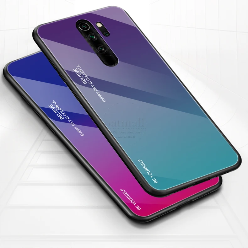 Блестящая задняя крышка для Xiaomi Redmi Note 8 Pro, чехол из закаленного стекла с градиентом, мягкая форма из ТПУ для Redmi 8 8A, чехол для телефона