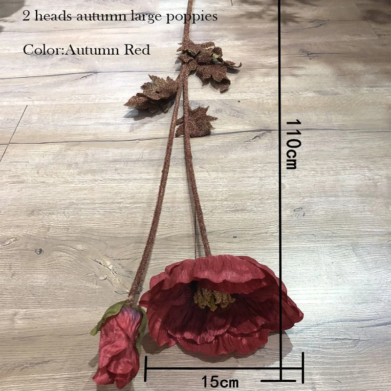 Искусственный Мак 3 шт./лот 2 головки большие маковые растения искусственные