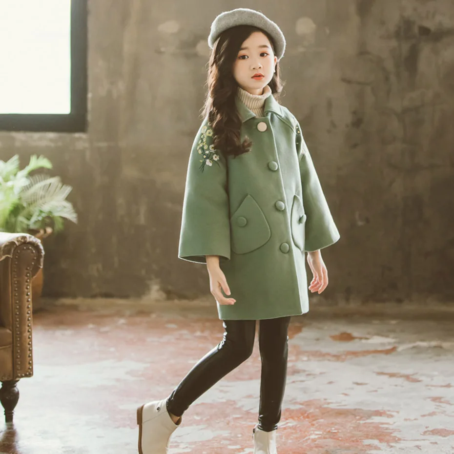 Куртка для девочек с цветочным узором длинная куртка плотная теплая детей зимняя