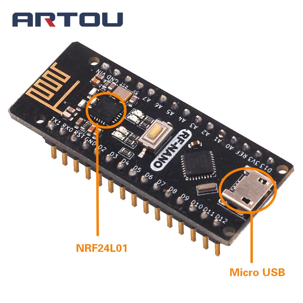 RF Nano плата для Arduino V3.0 Micro USB ATmega328P QFN32 5 в 16 м CH340 Integrate NRF24L01 + 2 4G Wireless CH340|Интегральные