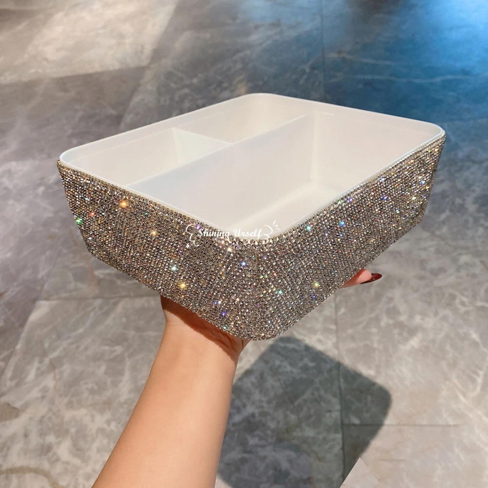 Jewelry Box Rhinestone Plastic Storage Container Craft Earrings Organizer & DIY Use for Home
