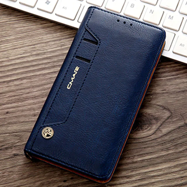 Blue Роскошный флип-чехол для карт iPhone 11 Pro XS Max XR X, Прочный Магнитный чехол-кошелек для iPhone 7 8 6 6s Plus, PU кожаный чехол-подставка - Цвет: Blue