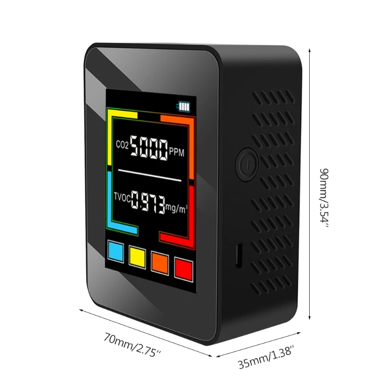 

Portable Carbon Dioxide TVOC Detector Air Quality Monitor Tester Rechargeable CO2 Meter 400-5000ppm Colour Screen