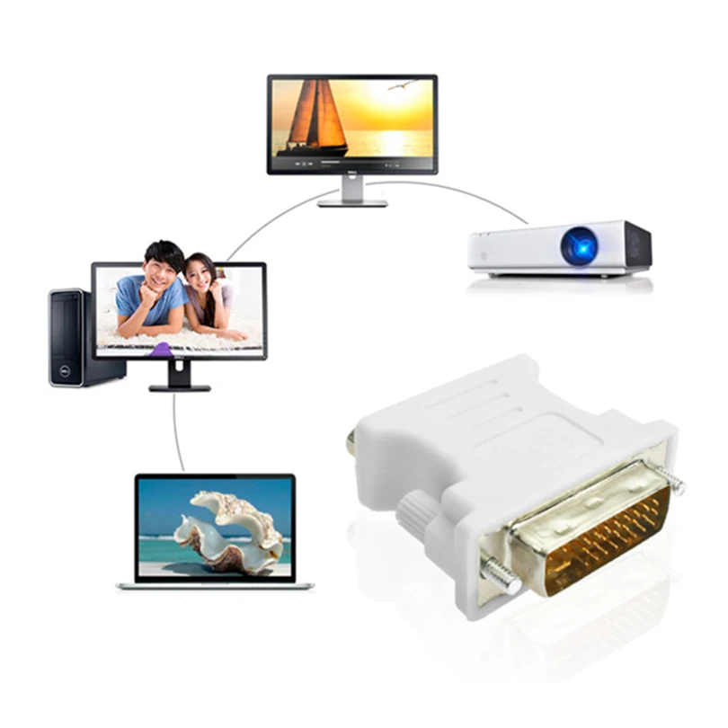Новый 1080P DVI i 24 + 5 В VGA кабель штекер гнездо конвертер видео адаптер переключатель