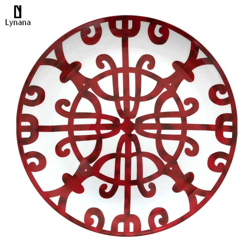 2021 керамическая тарелка ручная роспись Красная Арт креативная круглая Ins стиль