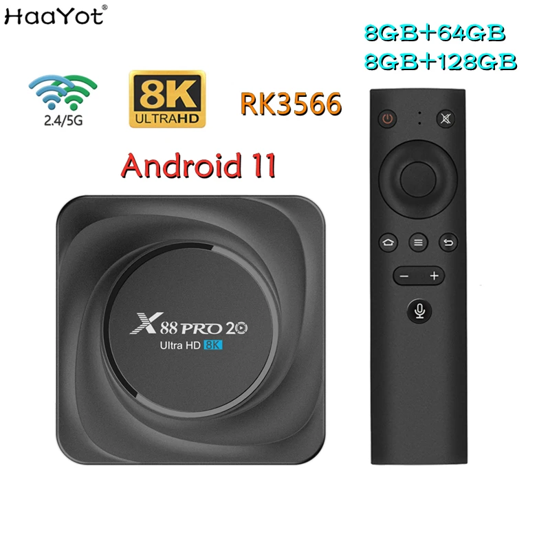

Приставка Смарт-ТВ X88 PRO 20 на Android 11, 8 + 64/128 ГБ, Wi-Fi 2,4/1000 ГГц