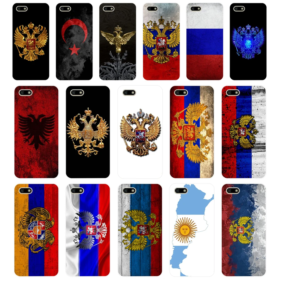 Чехол 084AA с эмблемой русского флага Мягкий Силиконовый ТПУ чехол для huawei Honor 7a 5 45