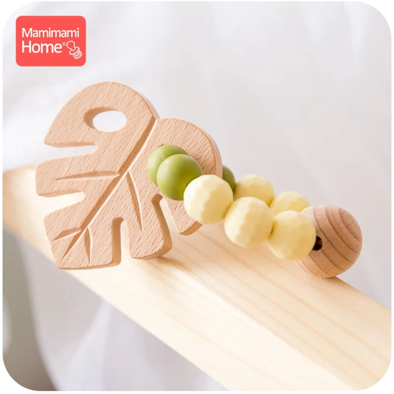 Деревянный Браслеты деревянный жевательный Прорезыватель крючком бусины Woo