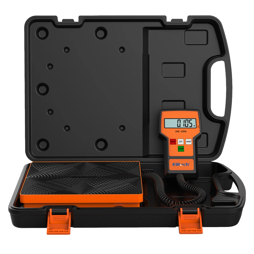 Elitech-b&aacute;scula electr&oacute;nica Digital de recuperaci&oacute;n de carga de refrigerante, balanza con control remoto por cable para HVAC, carcasa port&aacute;til de 220 libras/100kg, LMC-100A-0