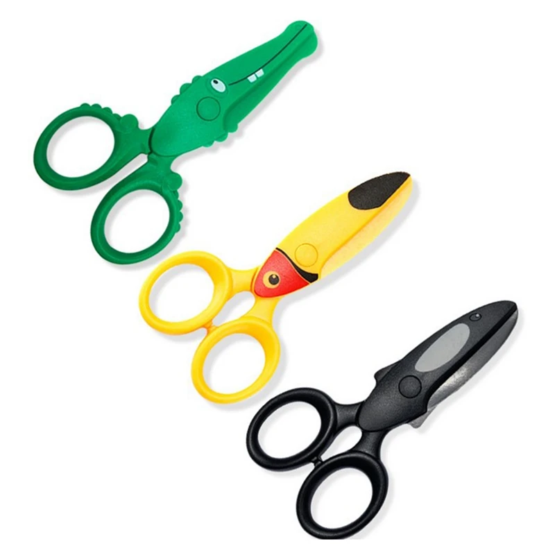 

1 Piece Cartoons Mini Scissors Plastic Kindergarten Manual Round Head Safety Kids Scissors