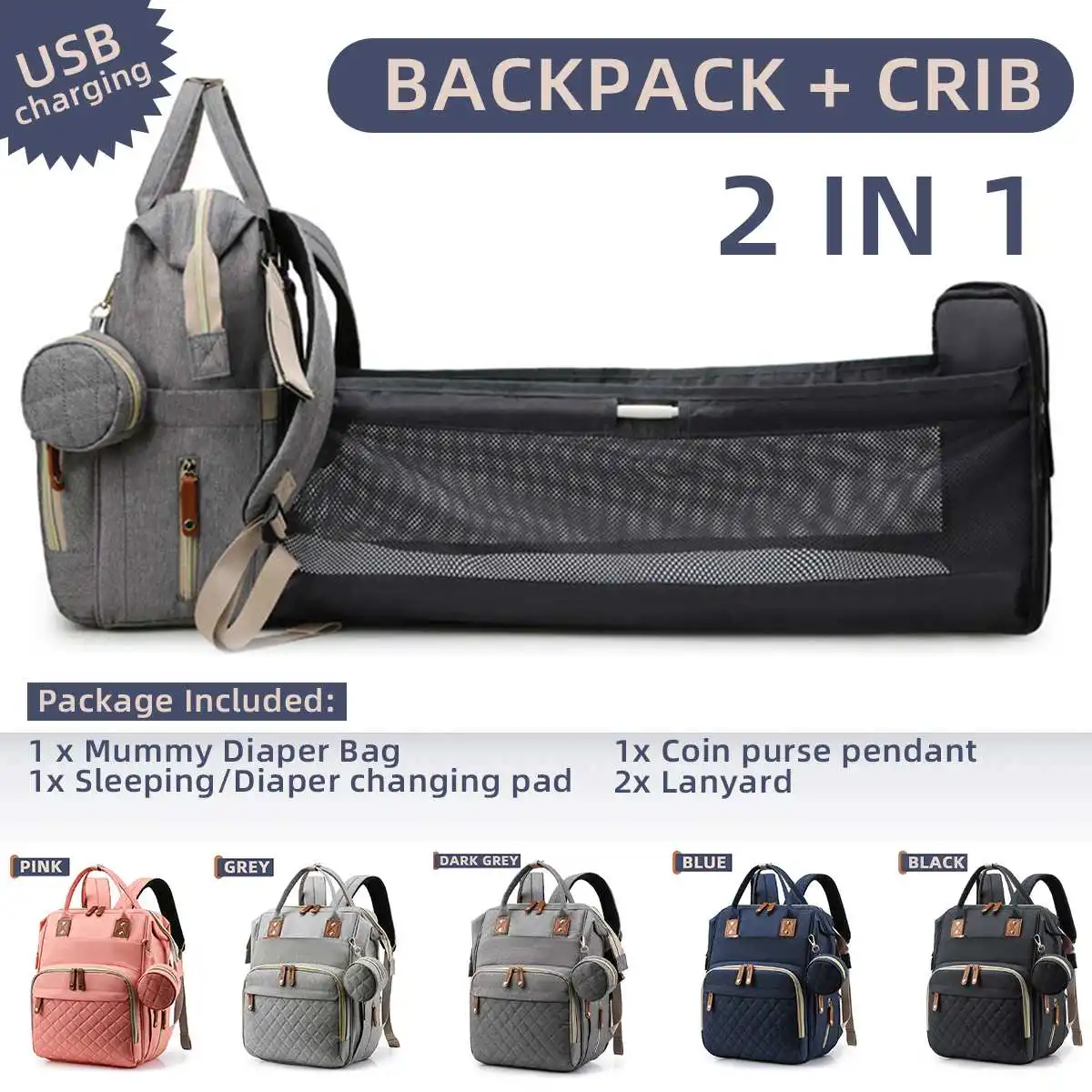 

2IN1 Мумия спальный мешок для новорожденных пеленка для кровати рюкзак большой Ёмкость сумка для мамы Многофункциональный Водонепроницаемы...