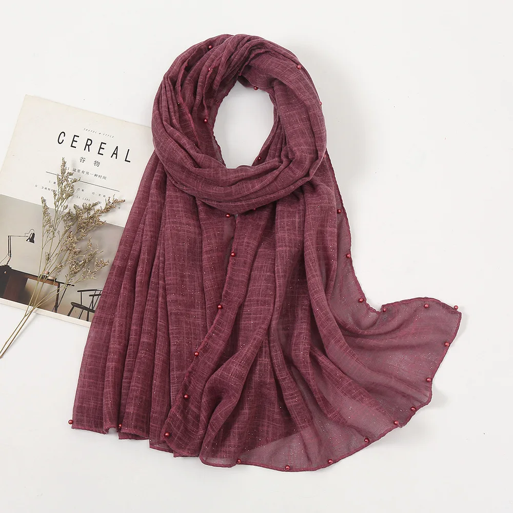 Простые блестящие бусины из люрекса цепочка вискозный шарф женские