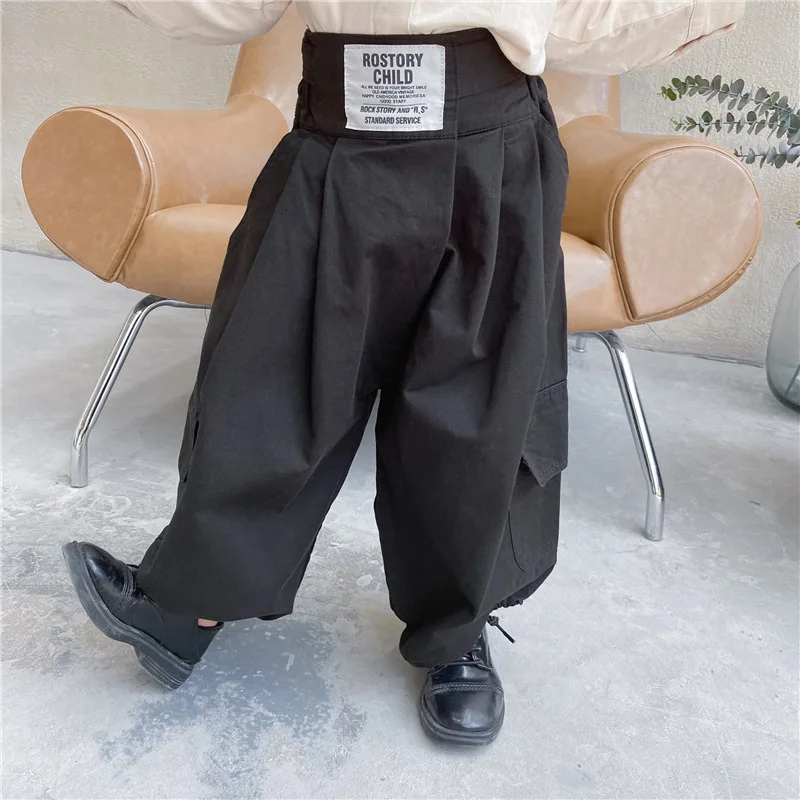 

2021 Spring New Pants Boys And Girls Letter Labeling Loose Wide Leg Pants Harlan Trousers