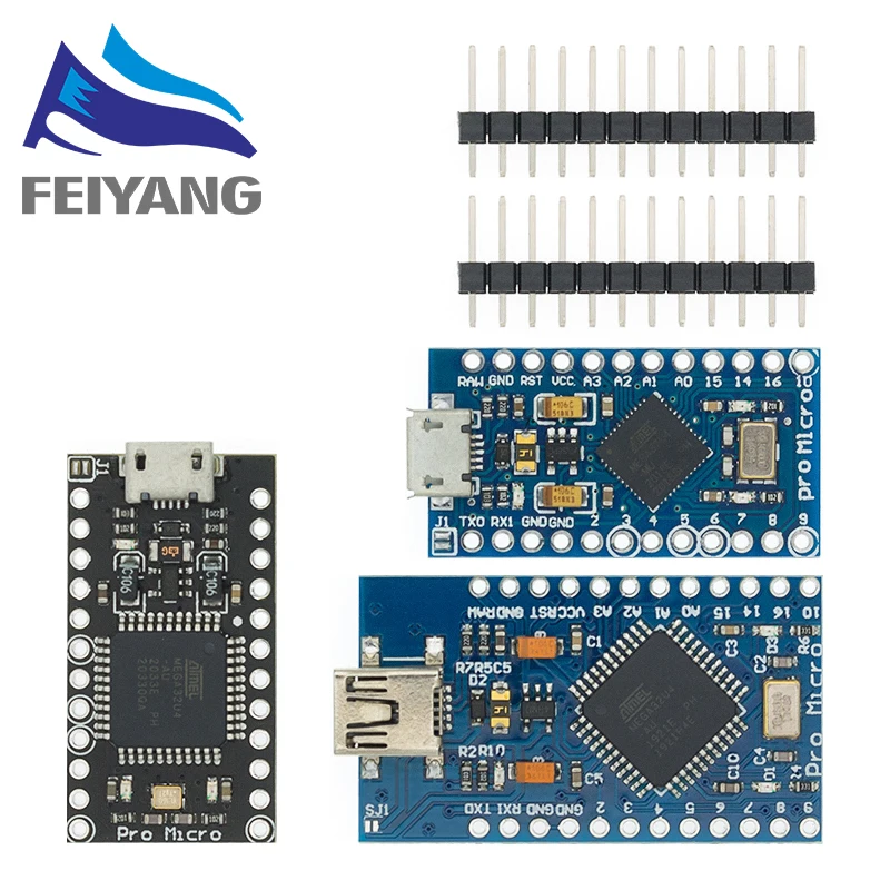 100 шт. Pro Micro ATmega32U4 5 в 16 МГц Замена ATmega328 для arduino ATMega 32U4 Mini с 2 рядным контактным