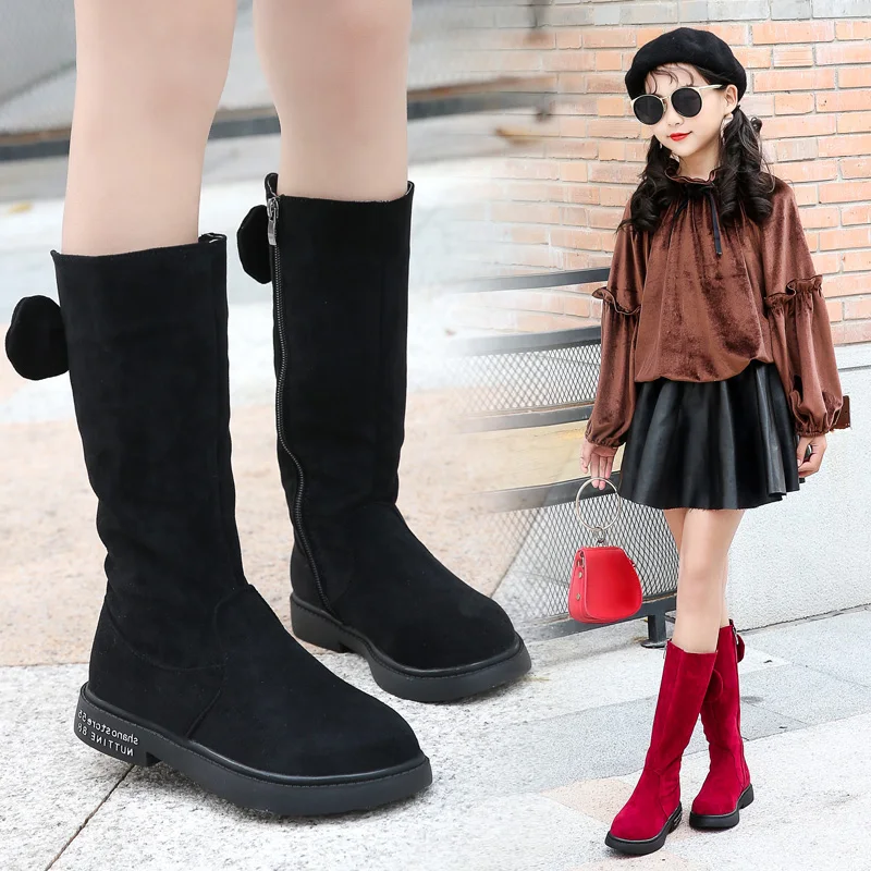 Сапоги для девочек 2019 г. Модная зимняя детская обувь теплые зимние сапоги