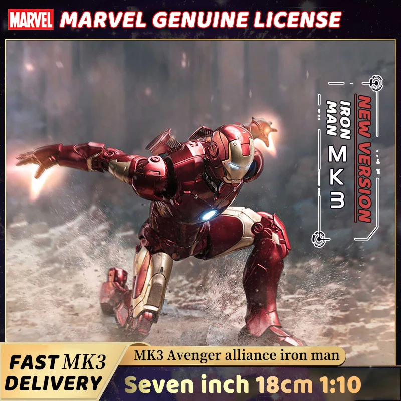 

Светодиодный дюймов/18 см подлинные Мстители MK3 LED Ver. Экшн-Фигурка Железный человек Тони Старк фигма со светодиодом ангар Gnaku модель игрушки д...