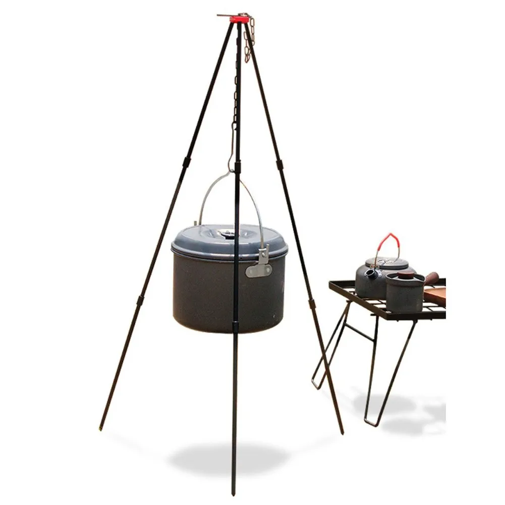 

Adjustment Camping Cooking Tripod For Fire Hanging Pot Lanterns Water Jugs Campfire Cookware Pot Chain Hook Picnic Outdoor Tools