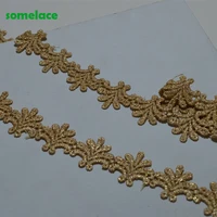 5ydslot 3cm wedding dress fluorescent lace gold thread continuous flower lace accessories trim 20200606somelace