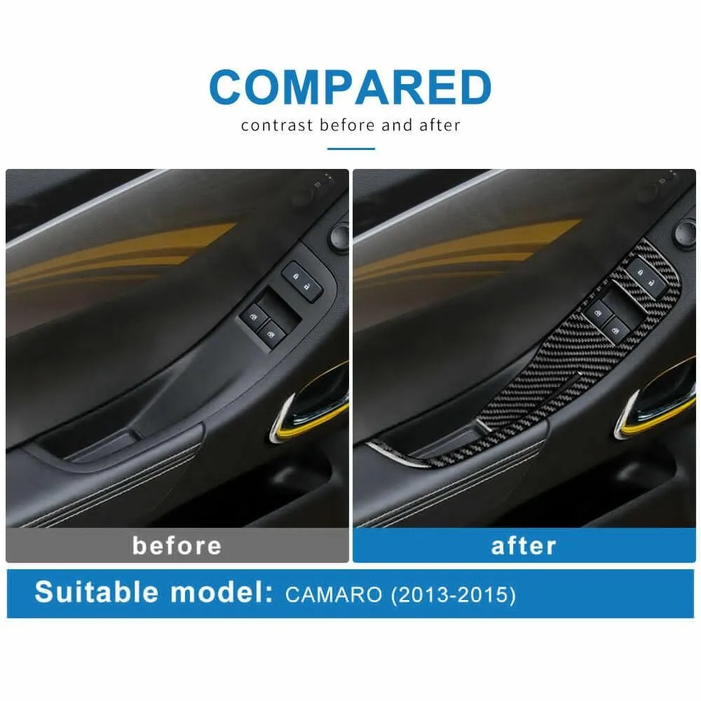 

Black Window Control Switch Cover Carbon Fiber For Chevrolet Camaro 2013-2015 Carbon Fiber Car Sticker