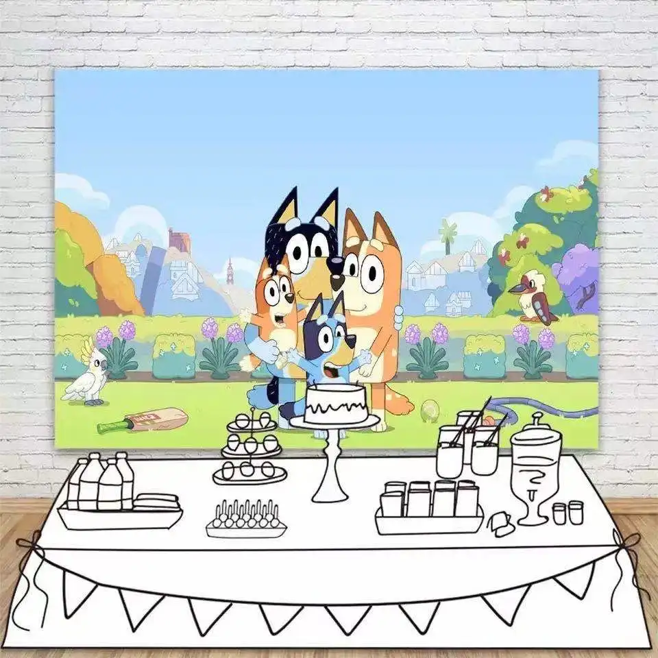 

Cartoon Bluey Dog Bingo Disposable Party Tableware Birthday Decoration Paper Cups And Plates Kids Shower Birthday Party Supplies