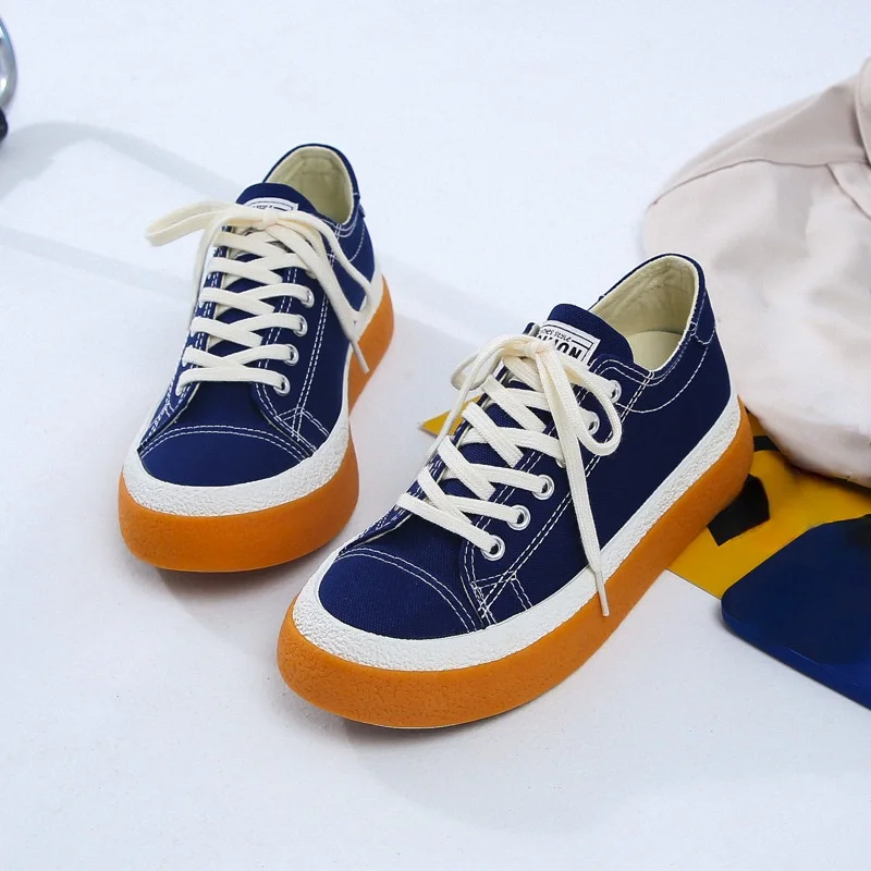 

Новинка весна-осень 2022 парусиновые туфли Корейская версия Студенческая обувь на толстой подошве с увеличенным большим носком