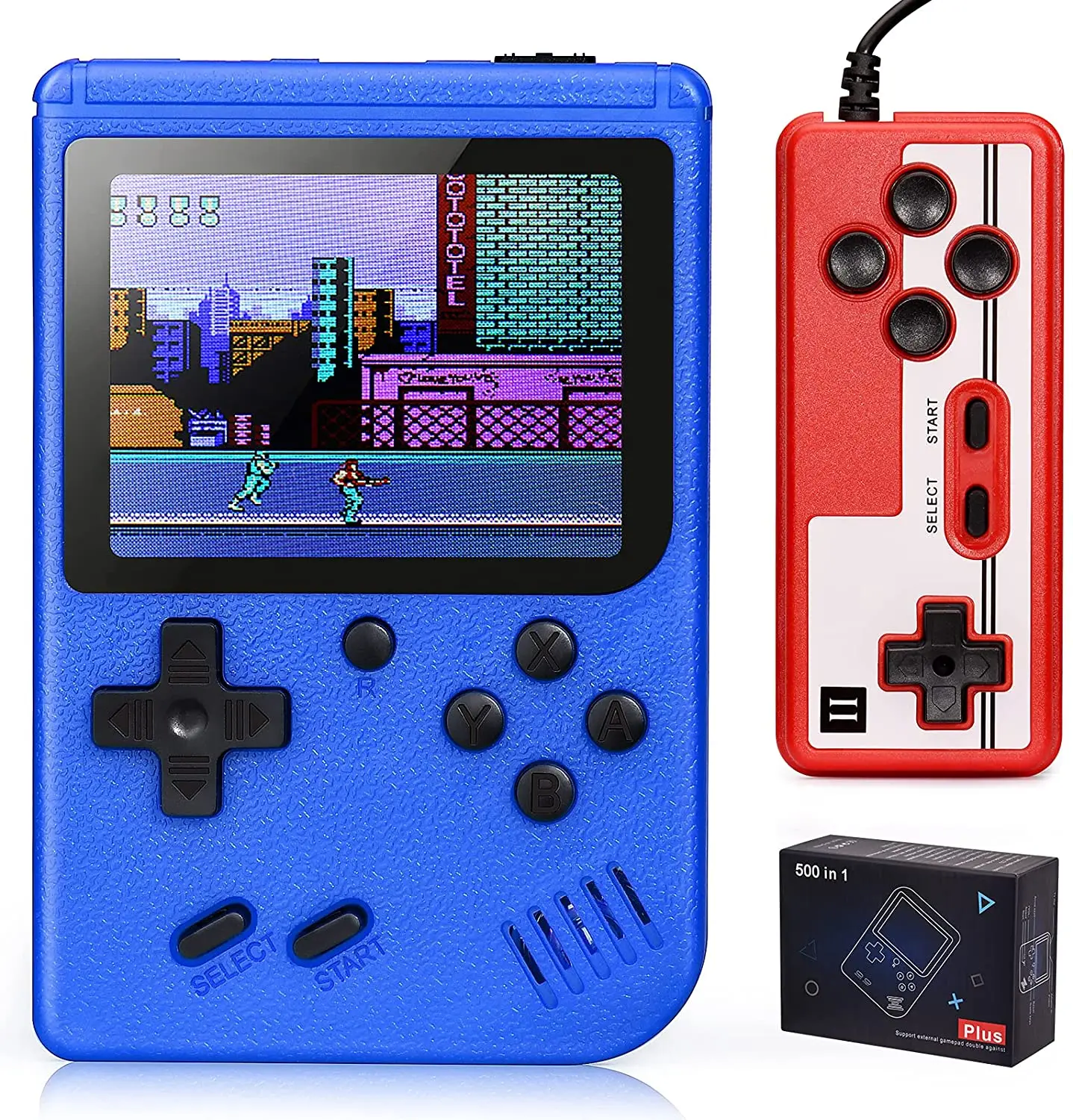 

Retro Video Games Player with 500 Classical Games 3' Color Screen for Two Players Connecting TV Rechargeable Battery for Kids