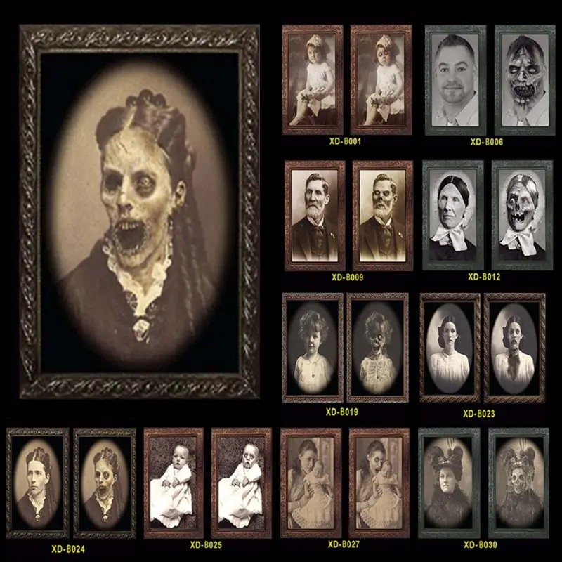 

3D Face Changing Ghost Photos Frame Halloween Party Decoration Scary Picture Frames Haunted House Bar Decor Props