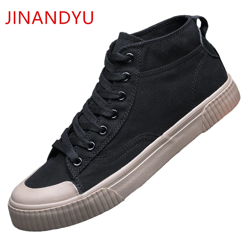 

High Top Men's Canvas Shoes Breathable Outdoor Casual Shoes Men Black Comfortable Zapatillas Top Quality Lace Up Driving Shoes
