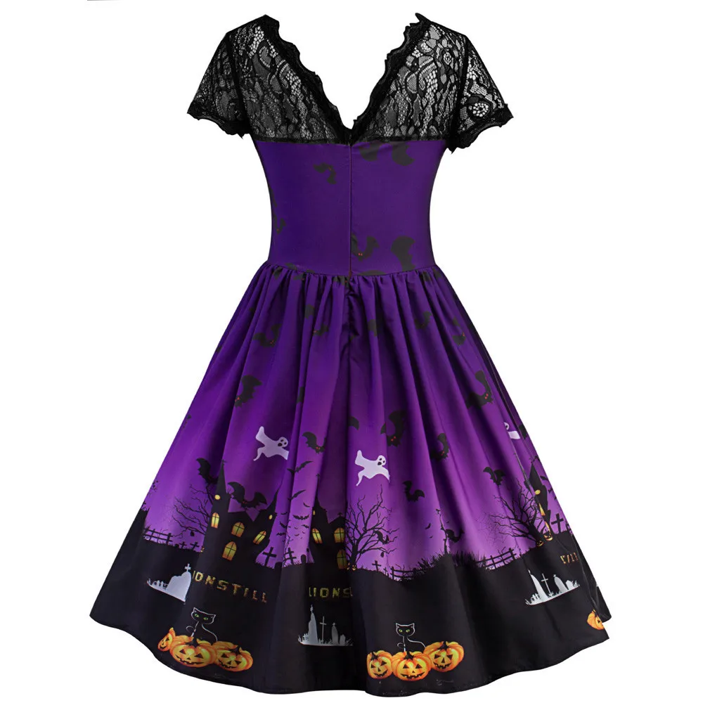 Новинка 2019 женское платье с коротким рукавом кружевное винтажное в стиле ретро