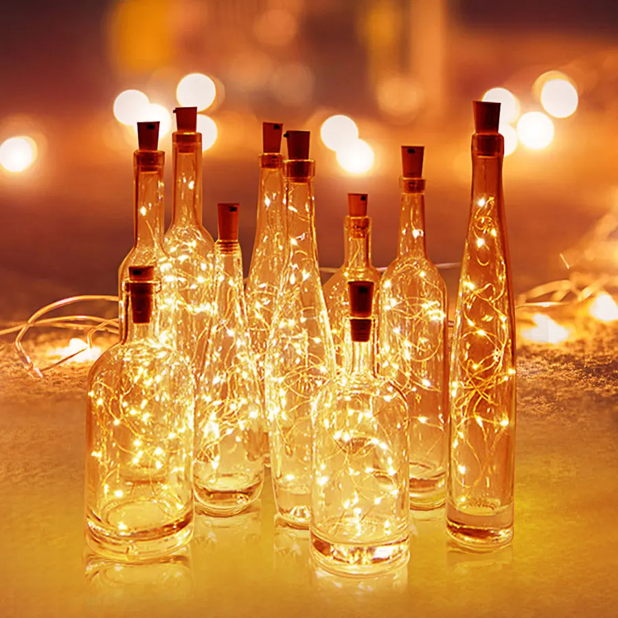 

2M 20 LED Bottle Lights with Battery Fairy Light String Party Holiday Christmas Wedding Table Decoration Warm White Lights