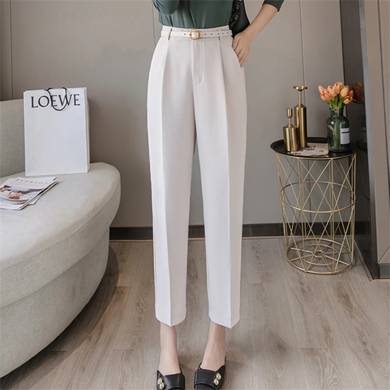 Новинка 2019 осень зима женские брюки с высокой талией свободные Формальные